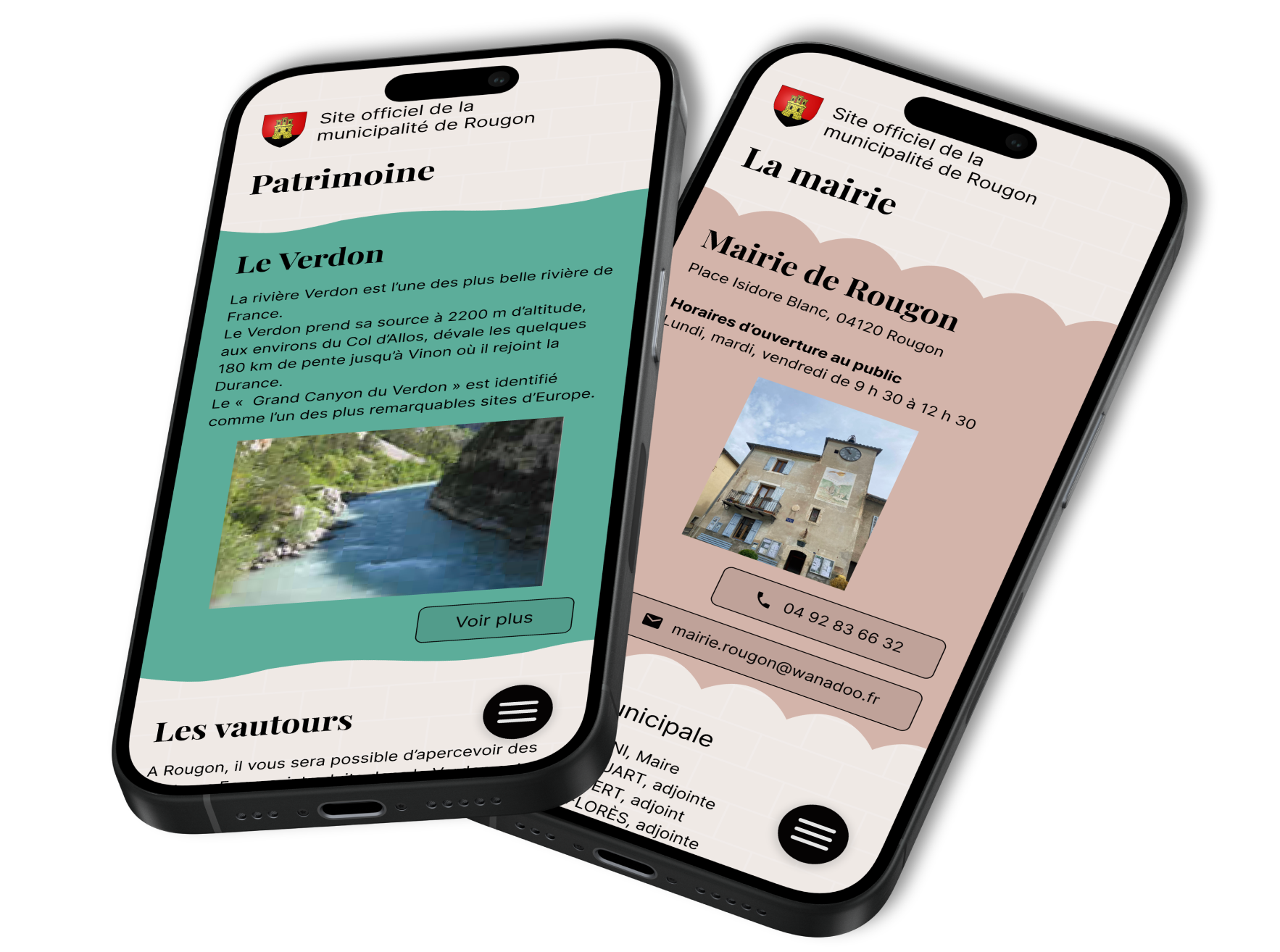 Mockup de mon redesign du site Rougon.fr